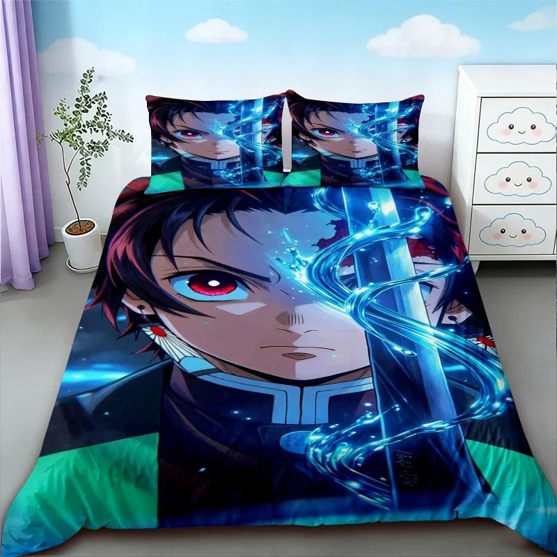 Anime Bed Linen Set King Queen Double Full Twin Single Size Demon-Slayer Duvet Cover Set