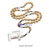 652F Wooden for Cross Rosary Necklaces Bead Hanging Christian Pendant for Women Men Religious Praying Jewelry Gift