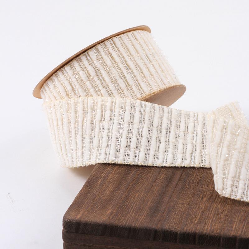 Шерстяная Бархатная Твидовая Лента, Вышитая Полосатая Велюровая Ткань с Блестками, Банты для Волос, Материалы для Швейных Поделок, ширина 25 мм/40 мм 25mm 50yards