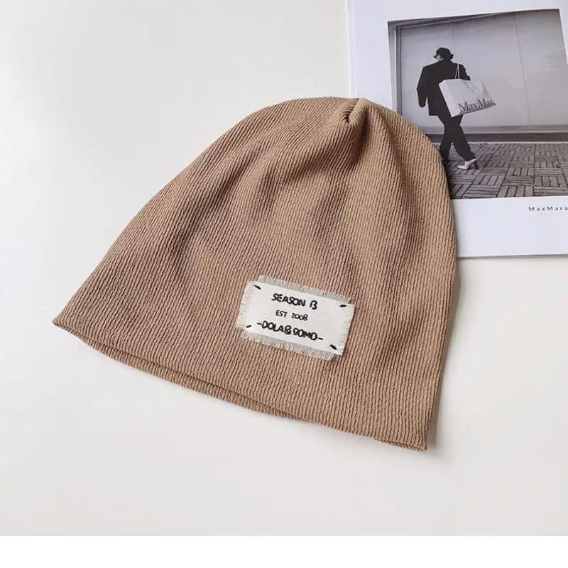 Casual Keep Warm Thin Knit Hat Cute Outdoor Cold Cap Ear Protection Warm Stack Hat For Men Women