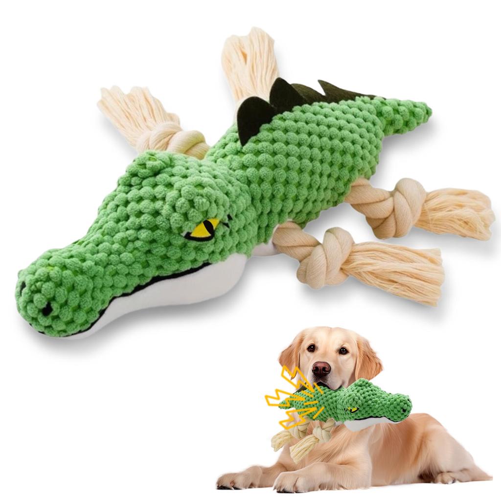Crocodile Durable Dog Chew Toys Squeaky Interactive Puppy Dog Toys with Crinkle Paper Puppy Chew Toys for Teething