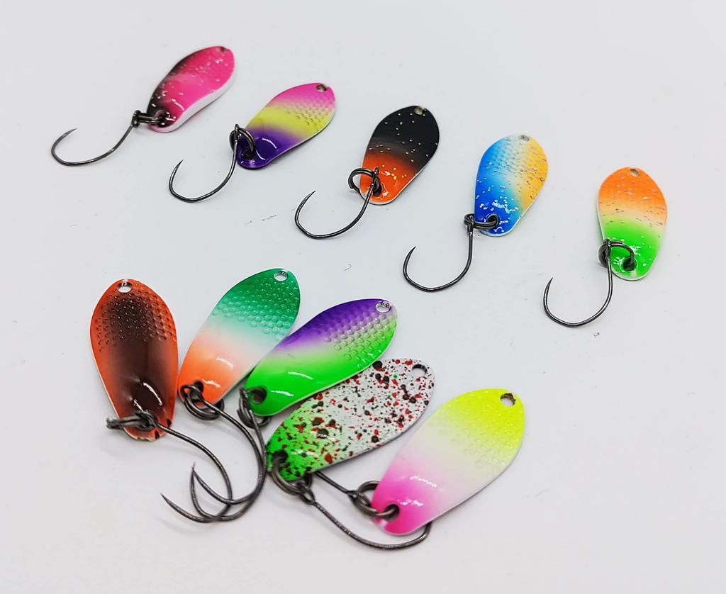 PB Lure Area Managed Fishing Area Cultiva for Mountain Pipe Hammered Finish Spoon, Spoon, 1.7g, 27mm, 10-Color Set, SBL-35, Stream, Fishing, Trout,