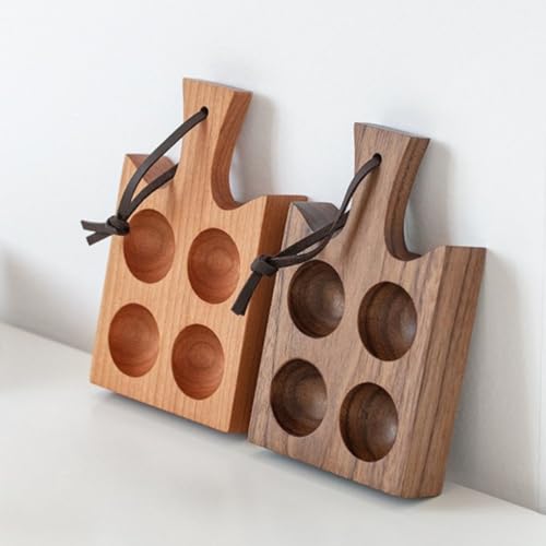 HOSHINOTORI Egg Holder, Solid Wood, Natural Wood, with Handle, Egg Tray, Egg Stand, Egg Holder, Egg Cup, Egg Storage, Stylish, Cute, Nordic Style, for