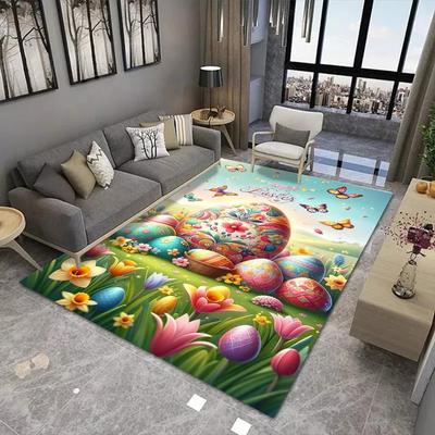 Ostern Ei Floral Schmetterling Teppich Bunt Frühling Feiertag Teppich Wohnzimmer Schlafzimmer Festlich Dekorative Fußmatte