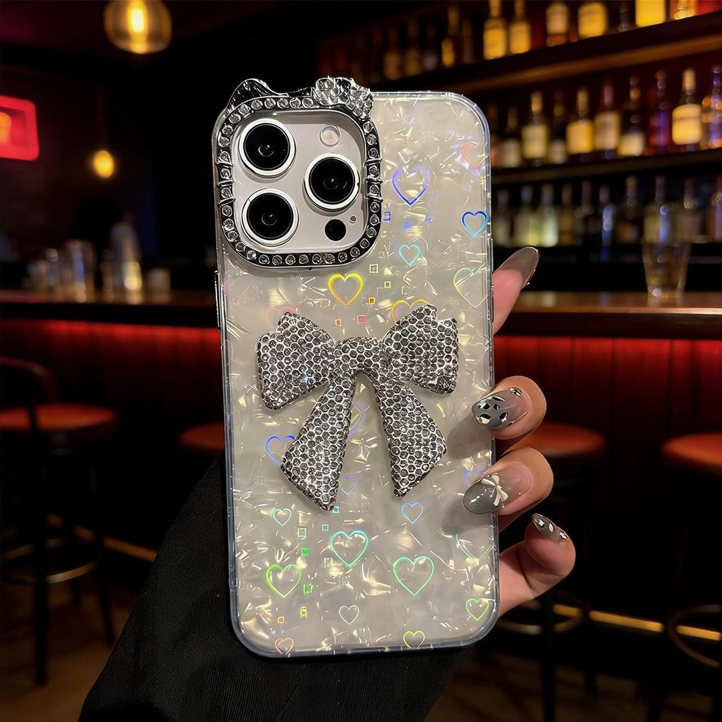 Compatible with iPhone 16/17 Pro Max: Glitter Bow Butterfly Protective Case for 13 Series 15 Plus, 16 Pro Max - Female Design