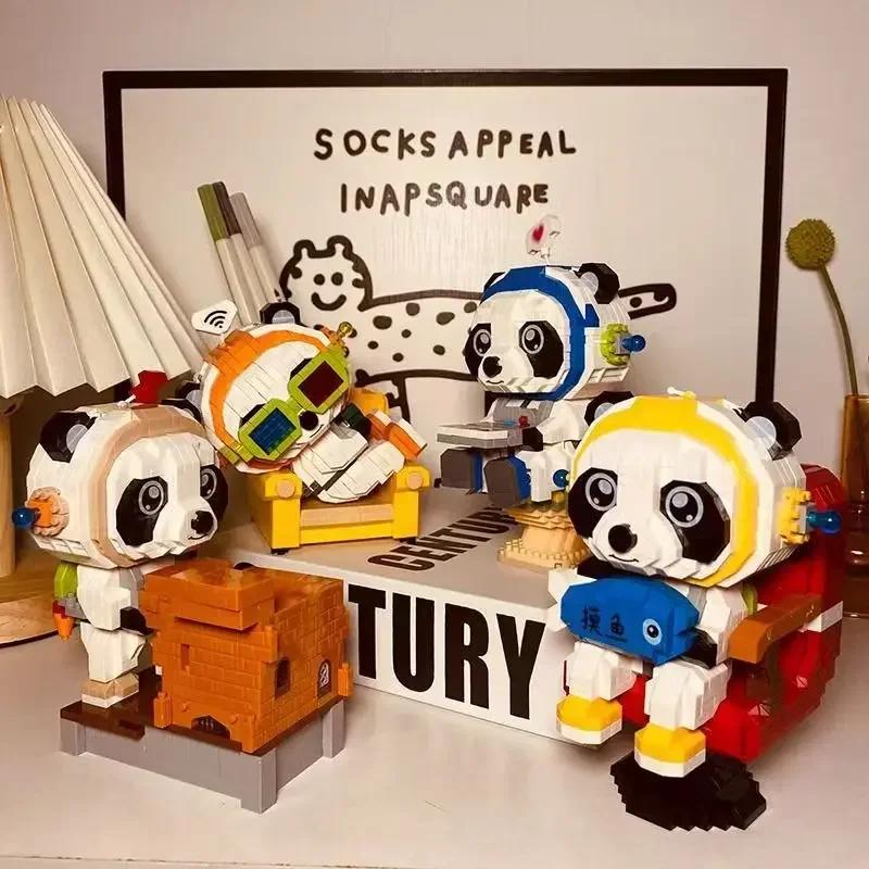 Puzzle z mikročástic vysoké obtížnosti pro děti s čínským domácím stavebním blokem kreslená panda držák na tužky