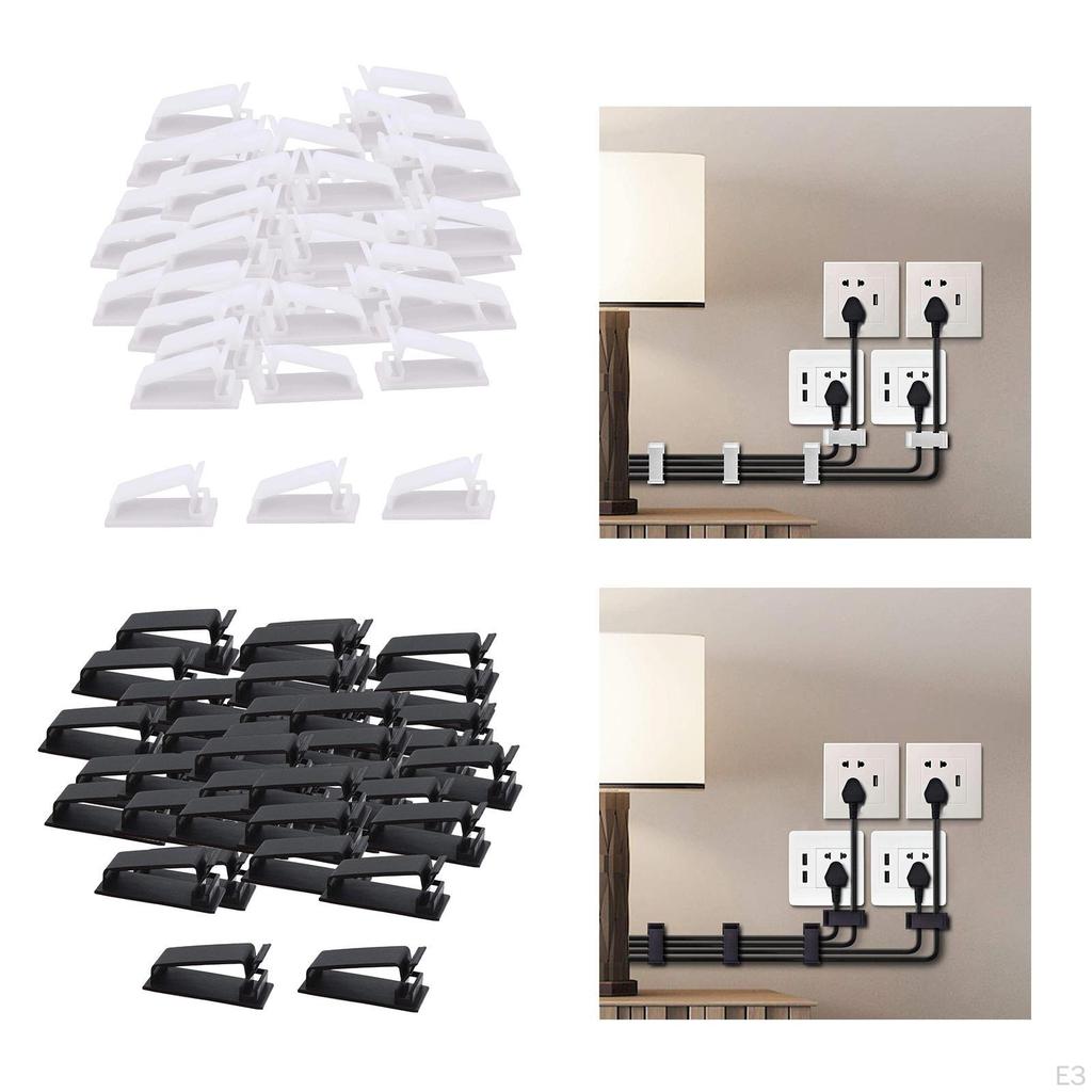 50 Pieces Cable Clips Management for under Desk Wear Resistant Wall Wire Holders TV