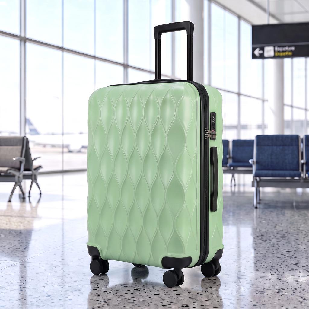 26Inch 65cm 64L Suitcase, ABS Hard Shell Checked Luggage, Green