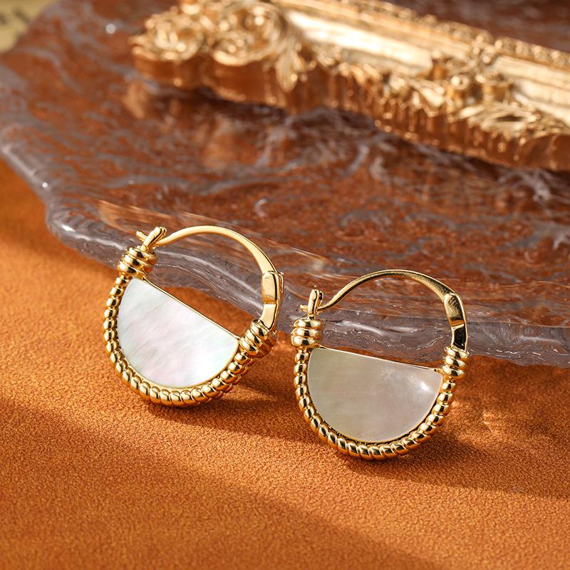 SUYU Zircon Retro Niche Geometric Double-sided White Earrings Elegant And Simple Women's Light Luxury Earrings