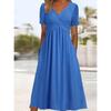QICED Abiti casual con scollo a V a maniche corte stampa tinta unita primavera estate moda donna