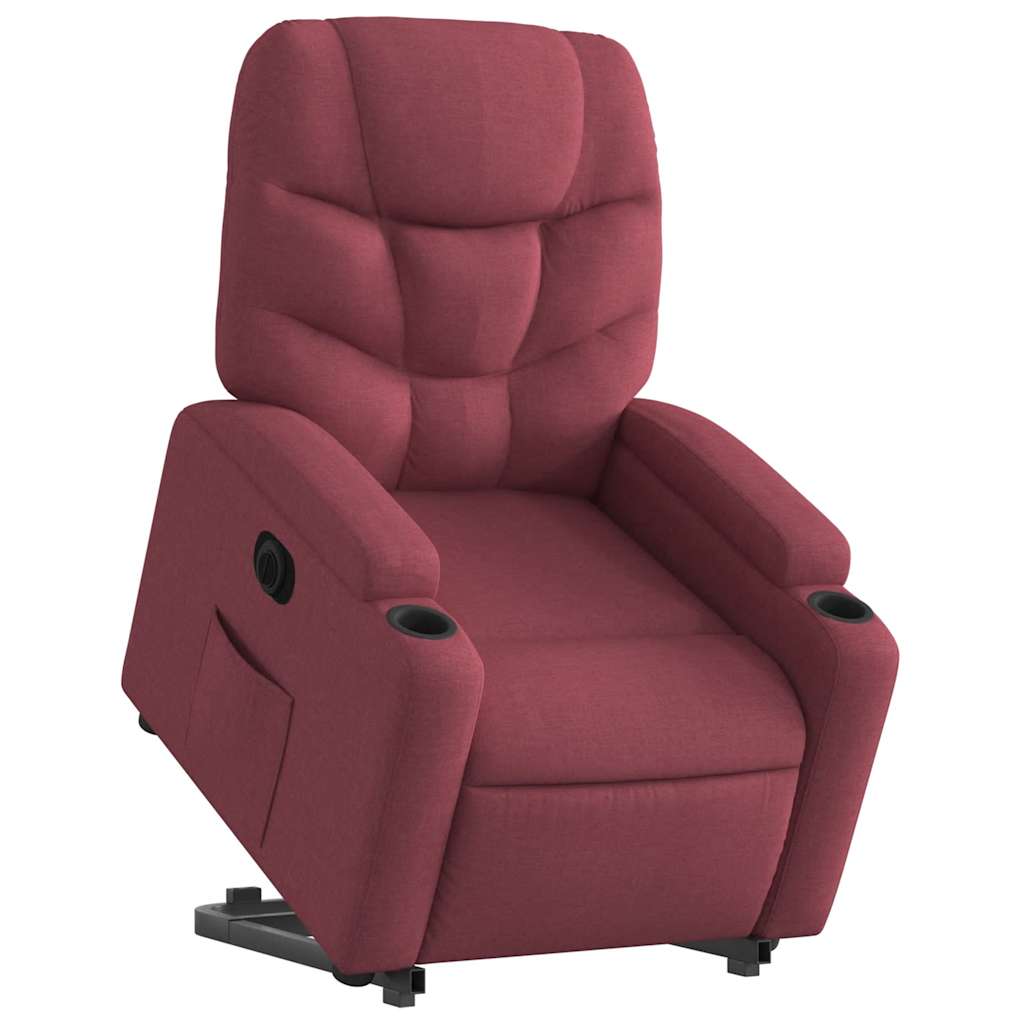 Recliner Chair with Lift Assist Electric Burgundy Fabric
