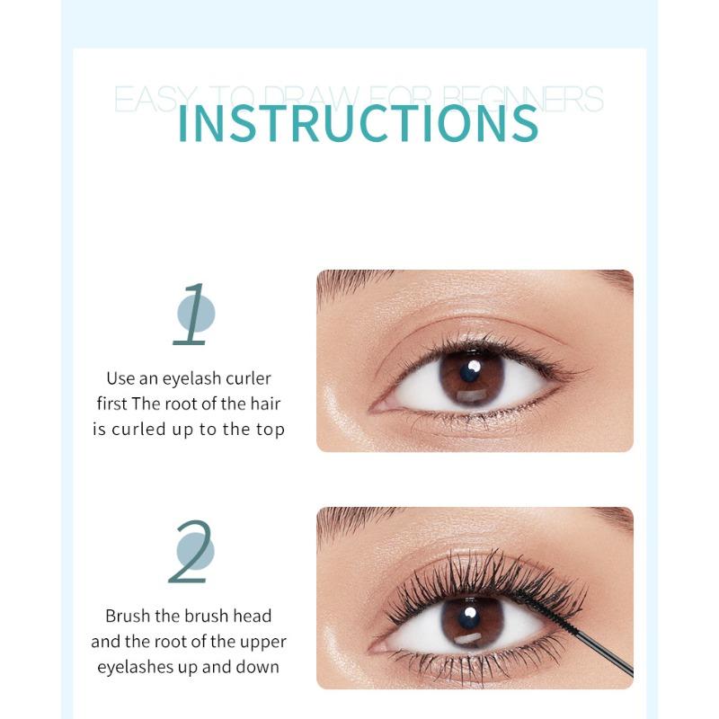 4D small brush head mascara, slender and curled, naturally elongated without agglomeration, waterproof fine brush mascara