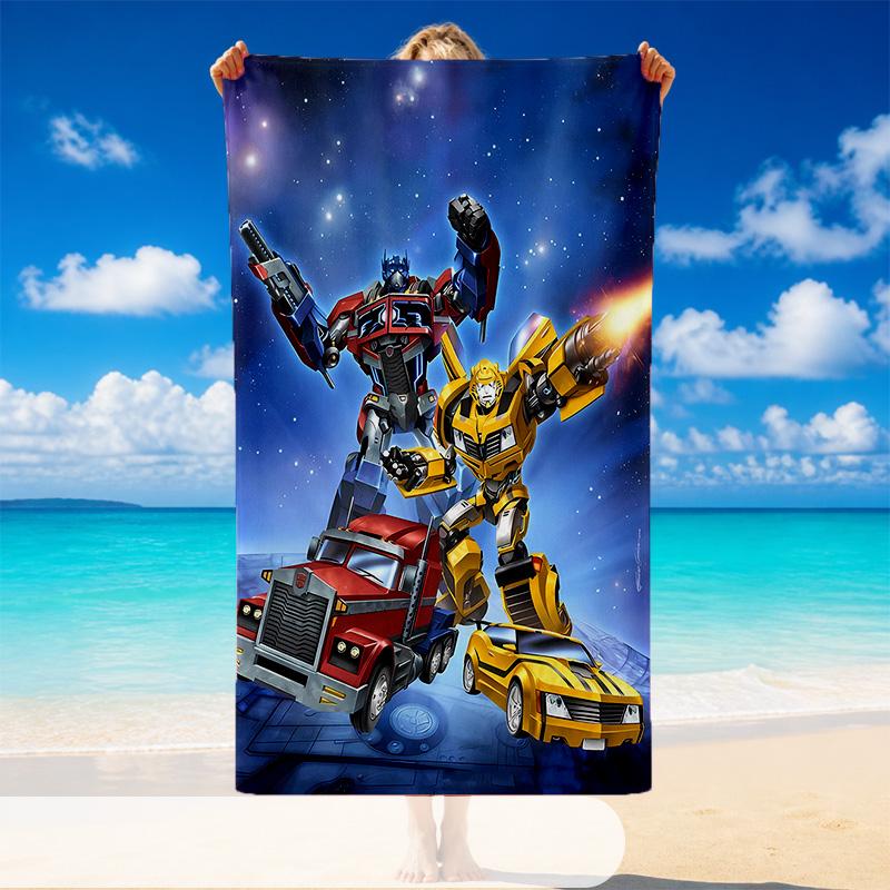 Quick Dry Beach Towel Transformers Pattern, Lightweight Absorbent Towel for Pool Beach Vacation Use