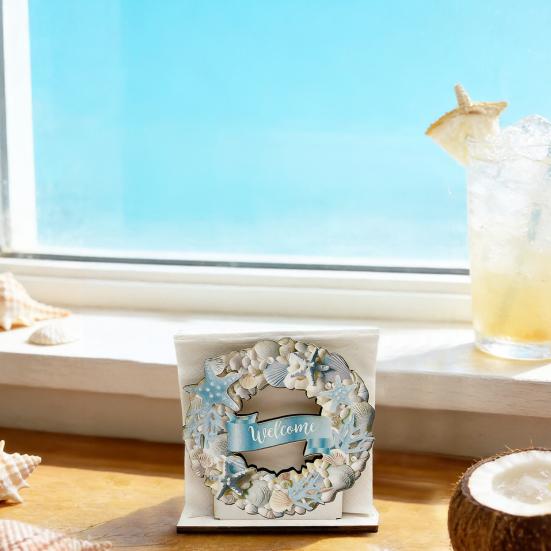 Wooden Napkin Holder, with High-Definition UV Printing Cartoon Design, Stable Base Napkin Dispenser for Kitchen Dining Table