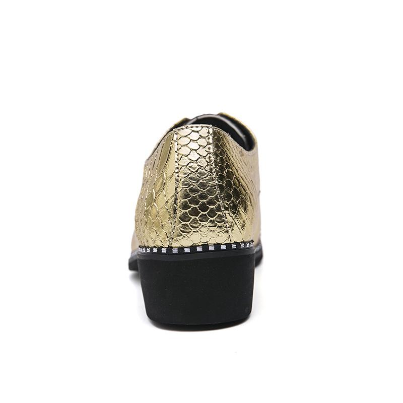 Helle goldene Lederschuhe, Herren Übergröße Business Formal Bankett Spitz-Scalp-Schuhe, Britischer Stil Hochzeitsschuhe, Lässige Lederschuhe