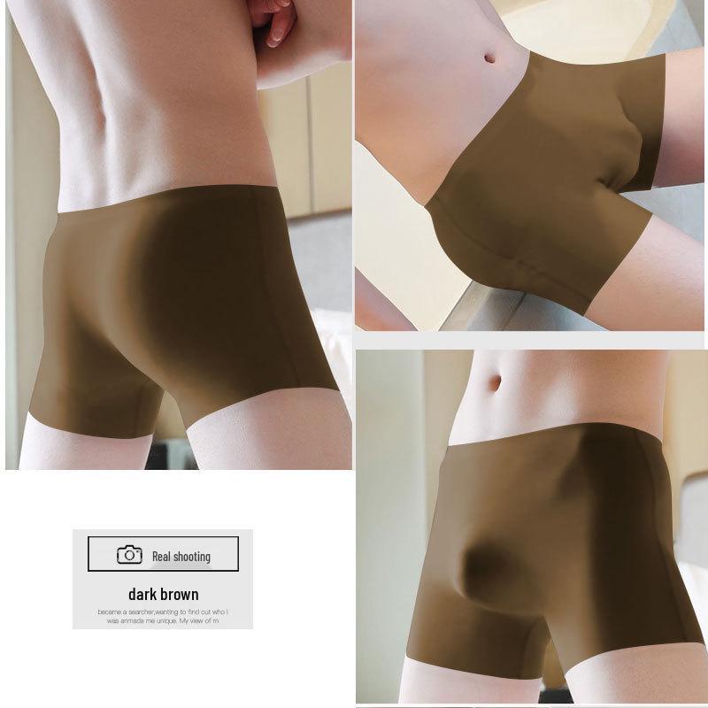 

Korean Style Men s Ice Silk 3D Seamless Boxer Briefs - Lightweight, Breathable, Quick-Drying. 2XL коричневий