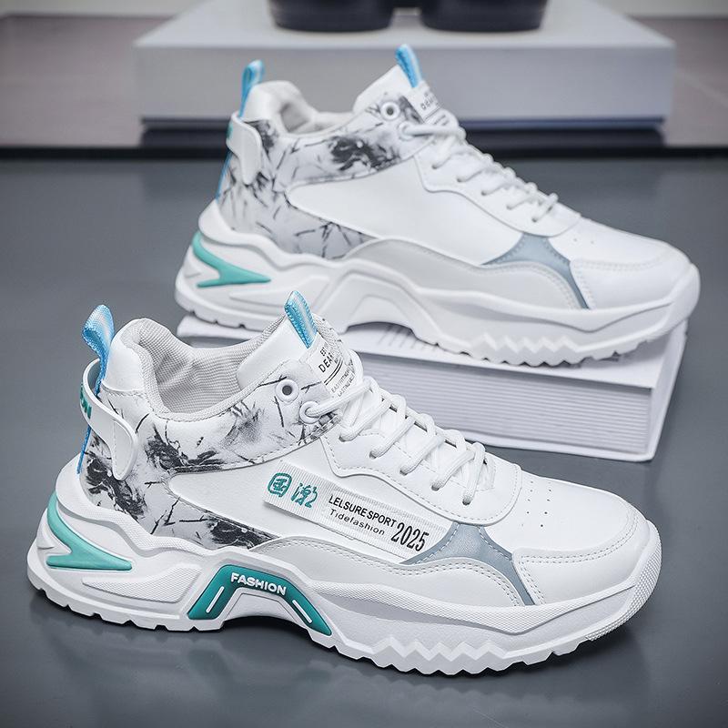 Men's Shoes 2025 Autumn New Casual High-top Sports Shoes Men's Non-slip and Wear-resistant Fashion Dad Shoes Guochao Trendy Shoes