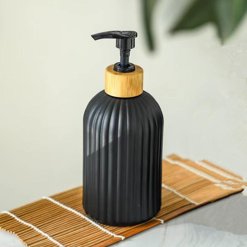 Luxurious Vertical Stripe Glass Pump Bottle for Soap, Lotion, or Shampoo