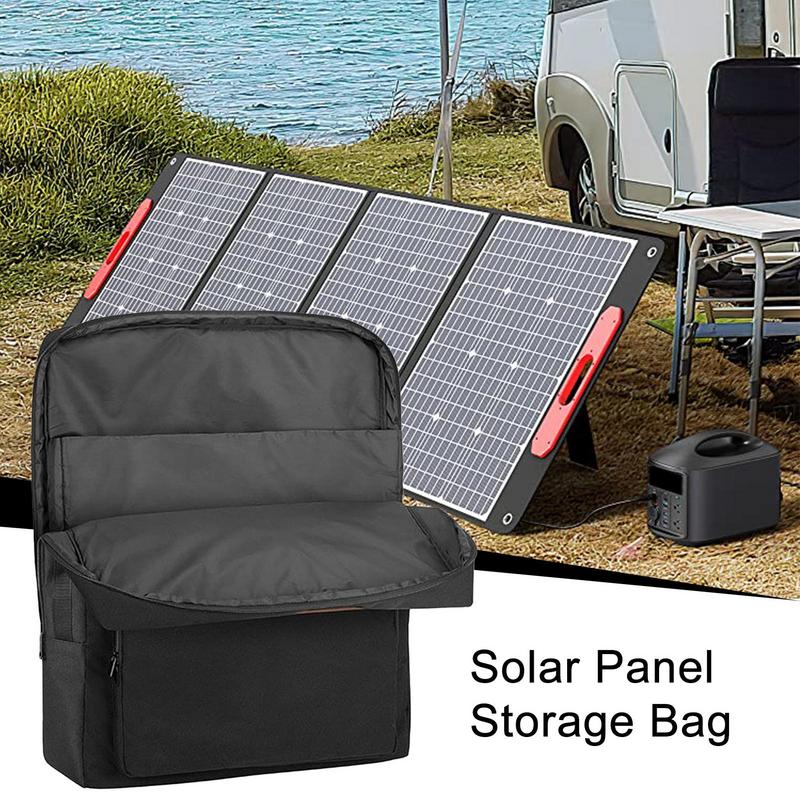 Solar Panel Bag Double-Layer Solar Panel Travel Bag Portable Waterproof Padded Nylon Organizer with Multi Pockets & Shoulder