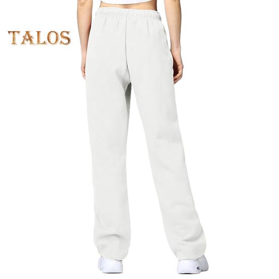 Spodnie damskie Średni stan Elastyczna talia Regulowane ściągacze Długie spodnie Jednolity kolor Proste szerokie nogawki Spodnie sportowe na jesień i zimę