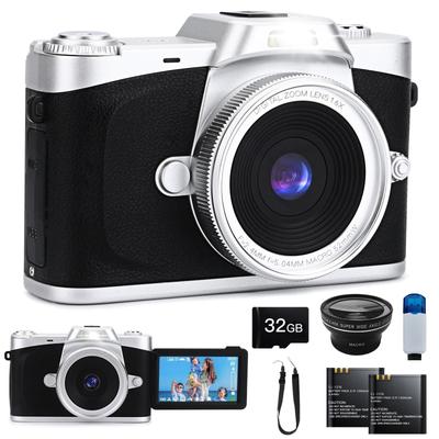 Moledro 4K Digital Rotating 32GB Micro SD 16x Digital Image Webcam for Large Two Compact Retro Camera with OTG Card Reader Camera, 68MP, 180° Display,