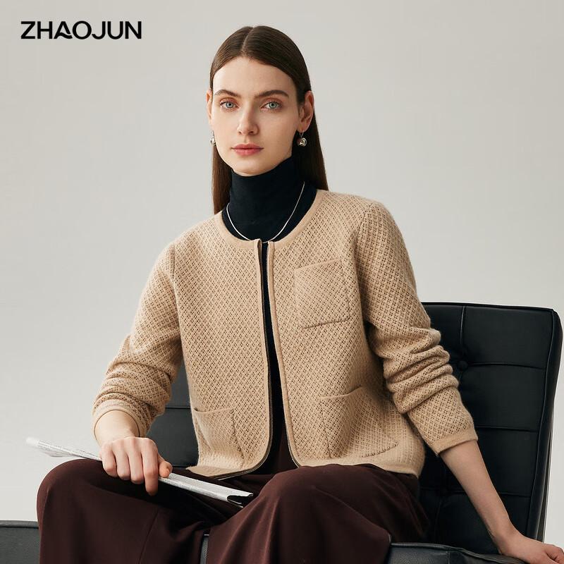 

Zhaojun Women s 100% Cashmere Round Neck Cardigan Sweater 2XL