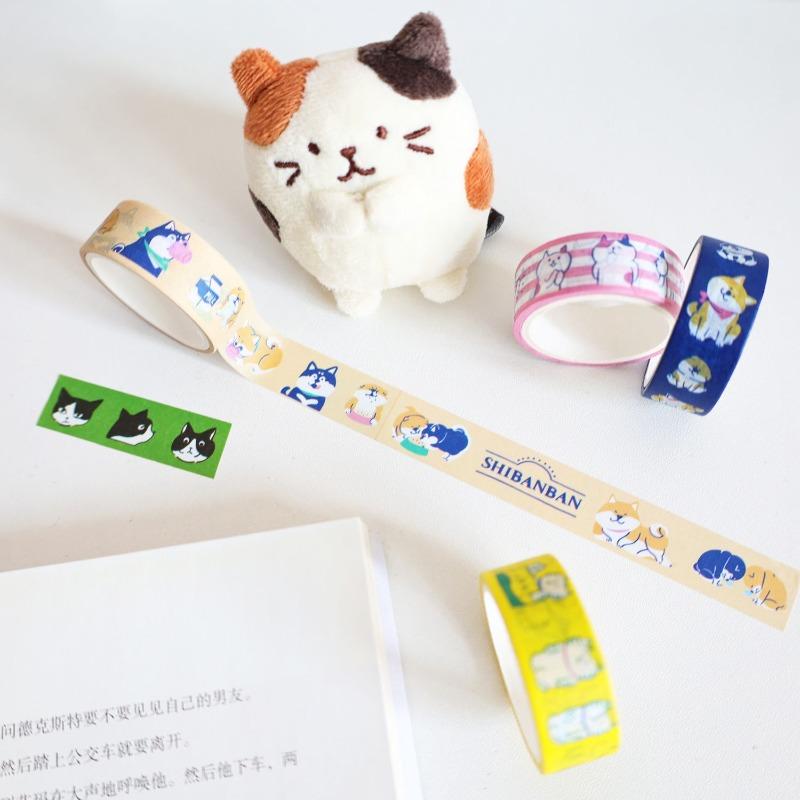1PC 1.5cmx3m Decor Cute Dog Washi Tape for Craft Journaling Adhesive Masking Tape Stationery