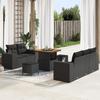 8-Piece Garden Sofa Set with Black Poly Rattan Acacia Cushions, 3-Piece Garden Dining Set 3361944