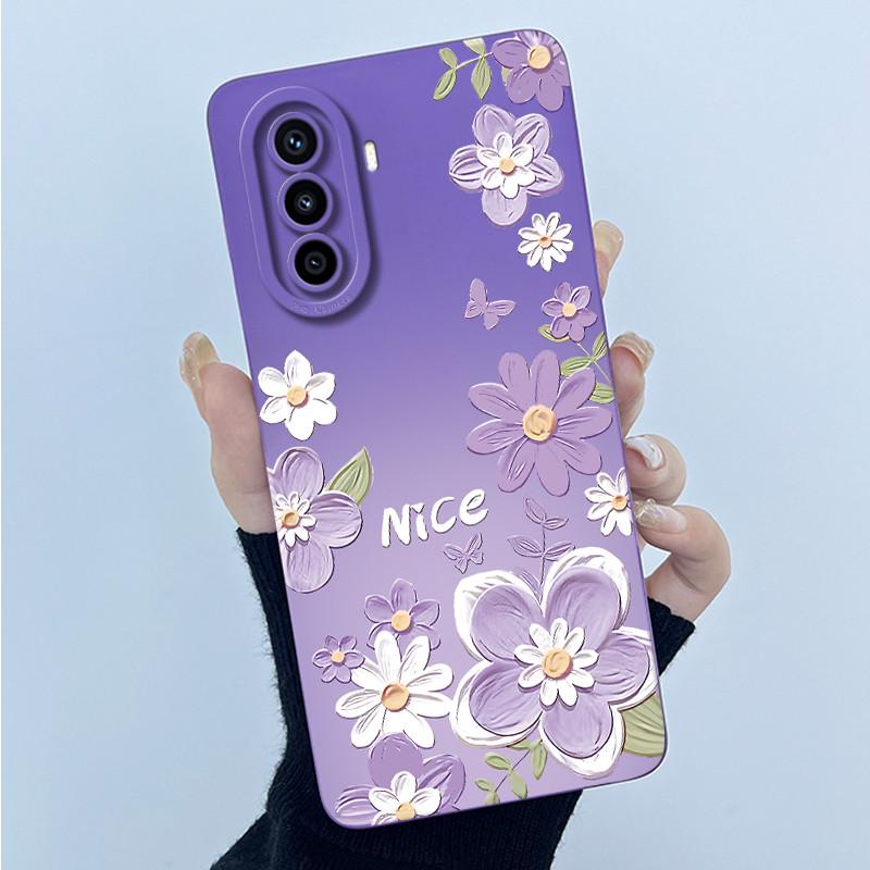 For Huawei Nova Y70 Plus Phone Case Fashion Simplicity flower Soft Matte Silicone Shell For Huawei Nova Y71 Y70 Y 70+ Back Cover