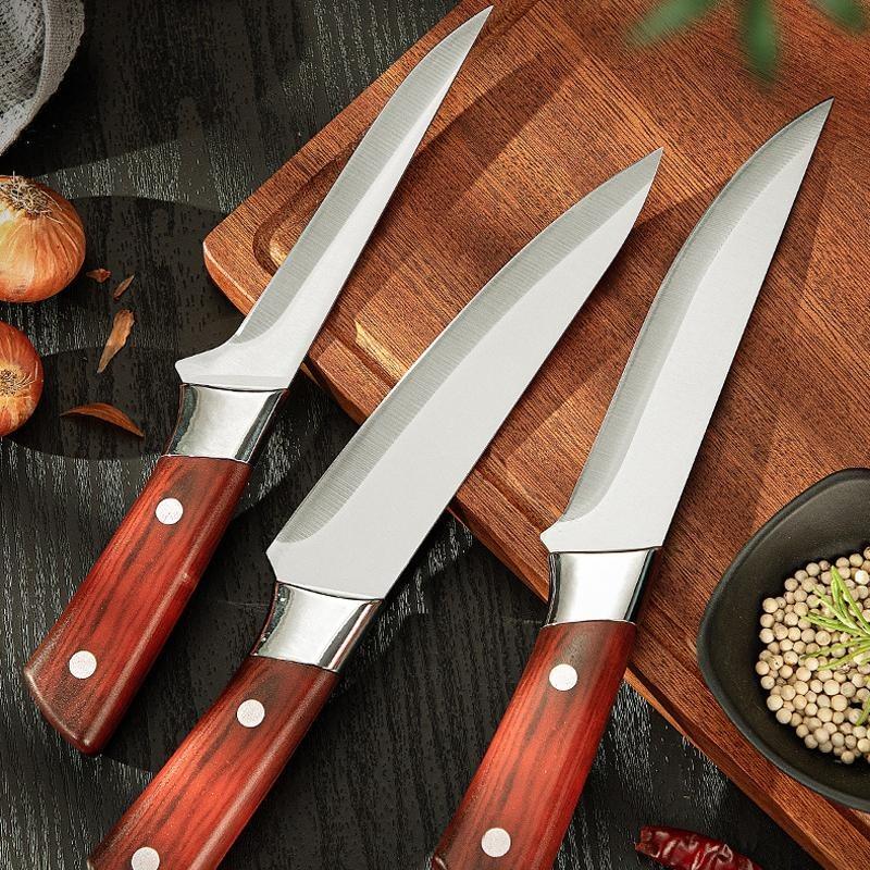 Meat Cleaver Chef Knife Stainless Steel Boning Knife Sharp Slaughtering Sheep Pig Fish Fruit Vegetable Knives with Sheath Kitchen Tool