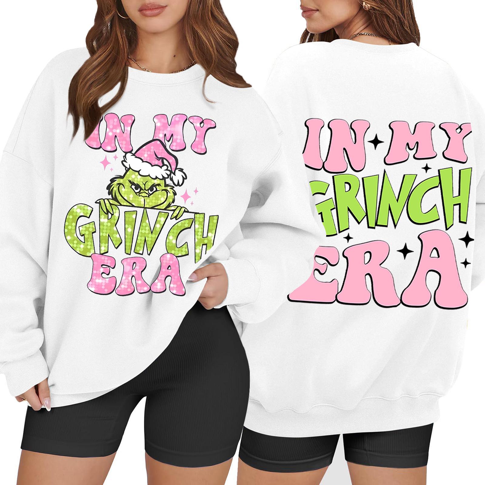 

Женская повседневная модная толстовка с длинным рукавом и рождественским принтом с круглым вырезом XL белый