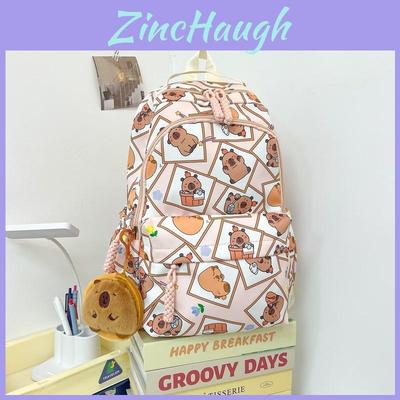 Capybara Cartoon Backpack For Middle School Students Nylon Lightweight Waterproof Breathable School Bag For Teens