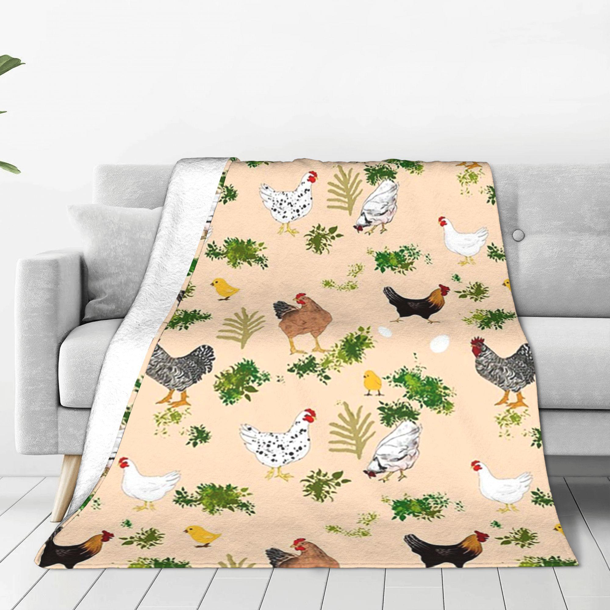 Exquisite Fashion Items Unisex Chicken,Hen ,Chicks Pattern Blanket Portable Flannel Sofa Throw Blanket For Couch Bedding Outdoor Throws Bedspread Quilt