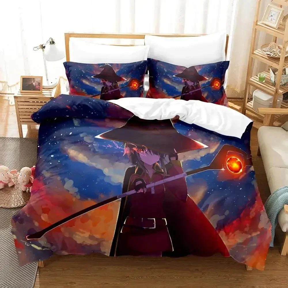 Comforter Anime Konosuba Bedding Set Printed Bed Set With Bed Soft Single Double Queen Super King Size Kids Adult