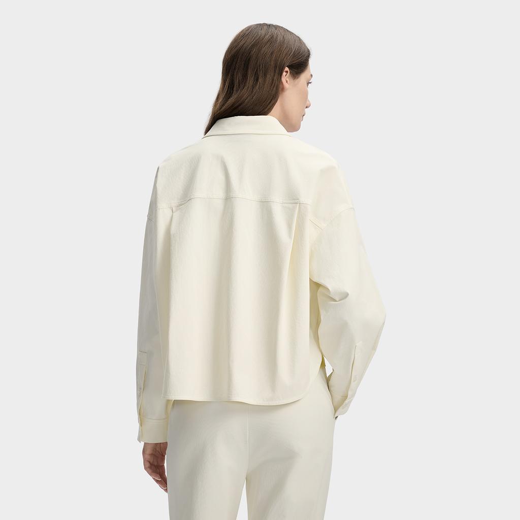 FILA White Fashion Minimalist Personality Trend Classic Retro Sports Casual Workwear Versatile Comfortable Woven Long Sleeve Shirt F11W613706FIV
