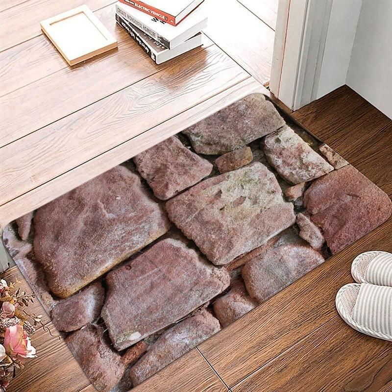 Welcome Mat Geometric Cobblestone Printed Bedroom Kitchen Balcony Area Rug Soft Anti-Slip Living Room Carpet Home Decoration