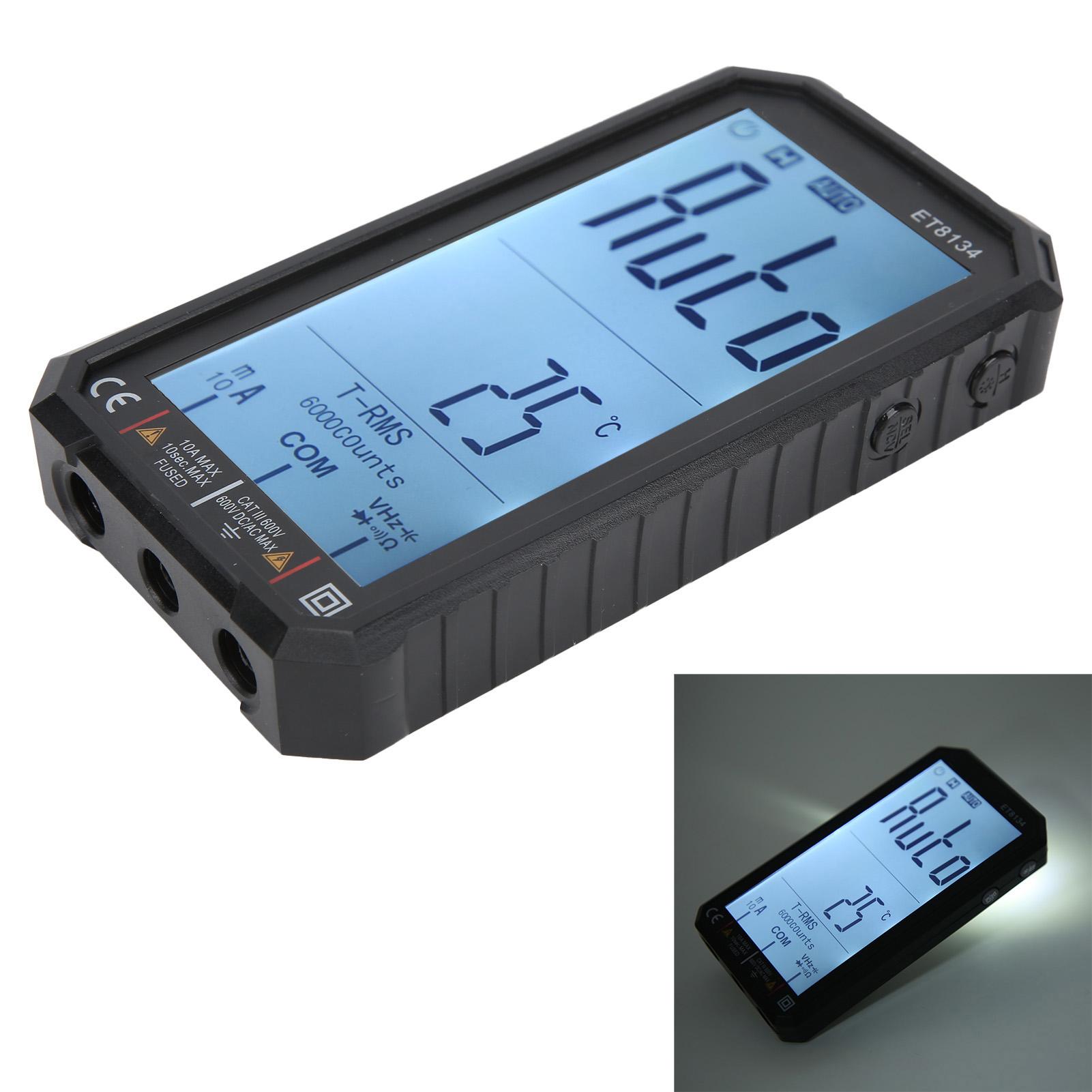 

ET8134 Багатофункціональний мультиметр РК-дисплей Автоматичний мультиметр з функцією будильника 10A 600V