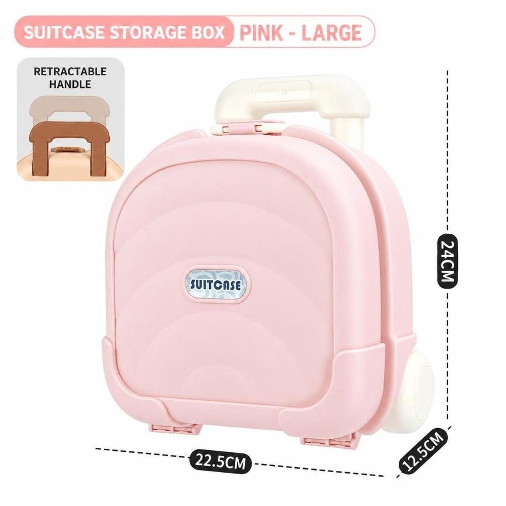 Retractable Handle Mini Suitcase Storage Box Desk Organizer Toy Box Home Organization