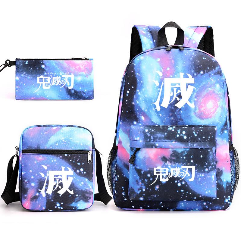 Anime Ghost Destroyer Blade Three-piece School Bag Small Shoulder Pencil Bag Primary and Secondary School Students Backpack