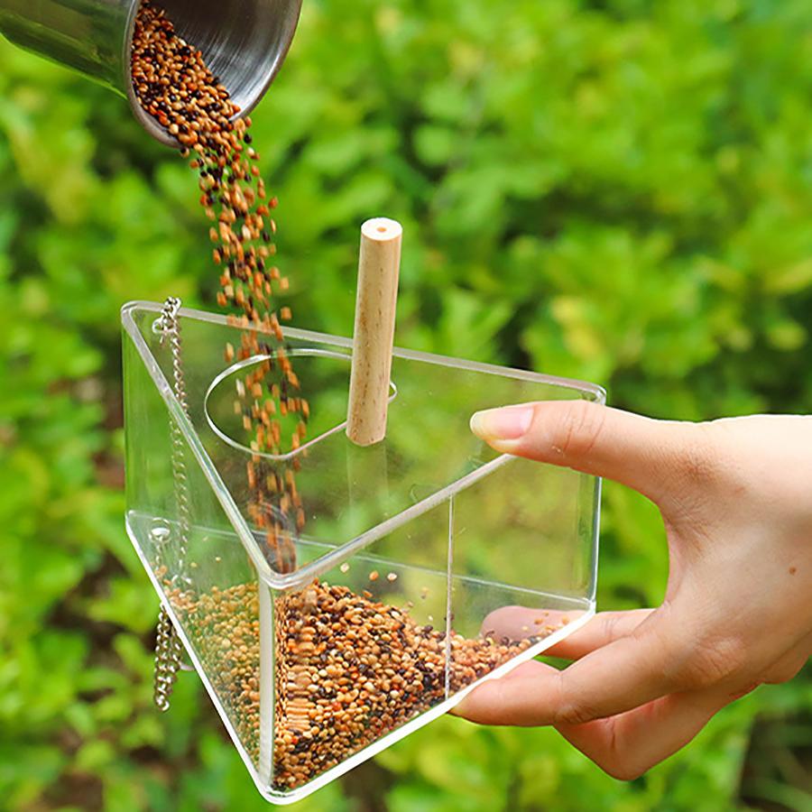 Outdoor Bird Feeder for Balconies, Houses, Trees, Portable Acrylic Transparent Wild Bird Feeder with Suction Cup
