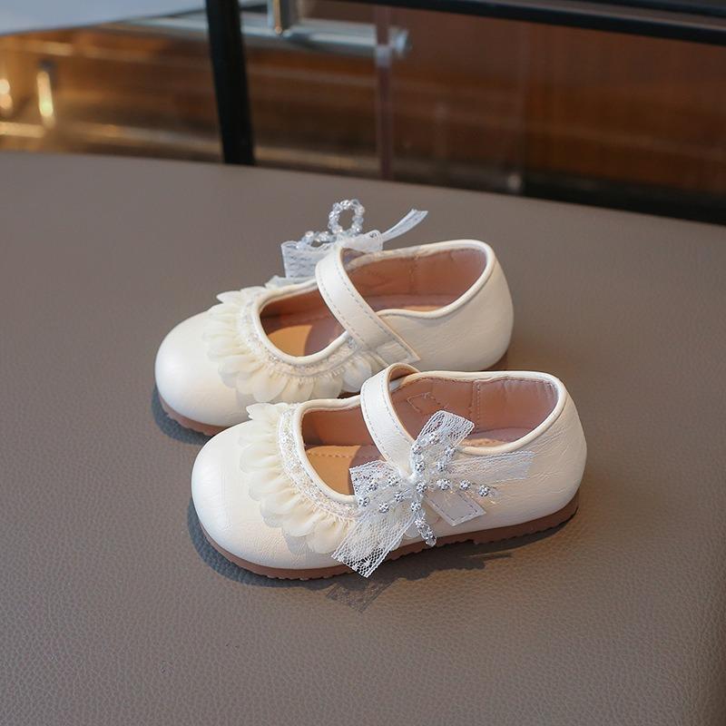 

Милые Кружевные Туфли-Принцессы для Девочек | Модные Мелкие Туфли с Милым Бантом для Детей | Повседневная Детская Обувь 22 белый