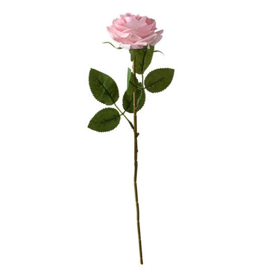 Artificial Rose with Green Leaves Realistic Fake Flower Stem Home Office Wedding Party