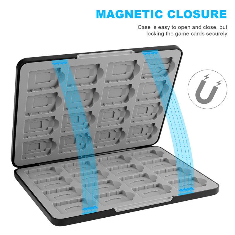 Spielkartenetui für Nintendo Switch 2 / 1 / OLED / Lite, Aufbewahrungshalter für 32 Spielekassetten mit 32 Micro-SD-Kartenfächern, Magnetverschluss, Hartschale
