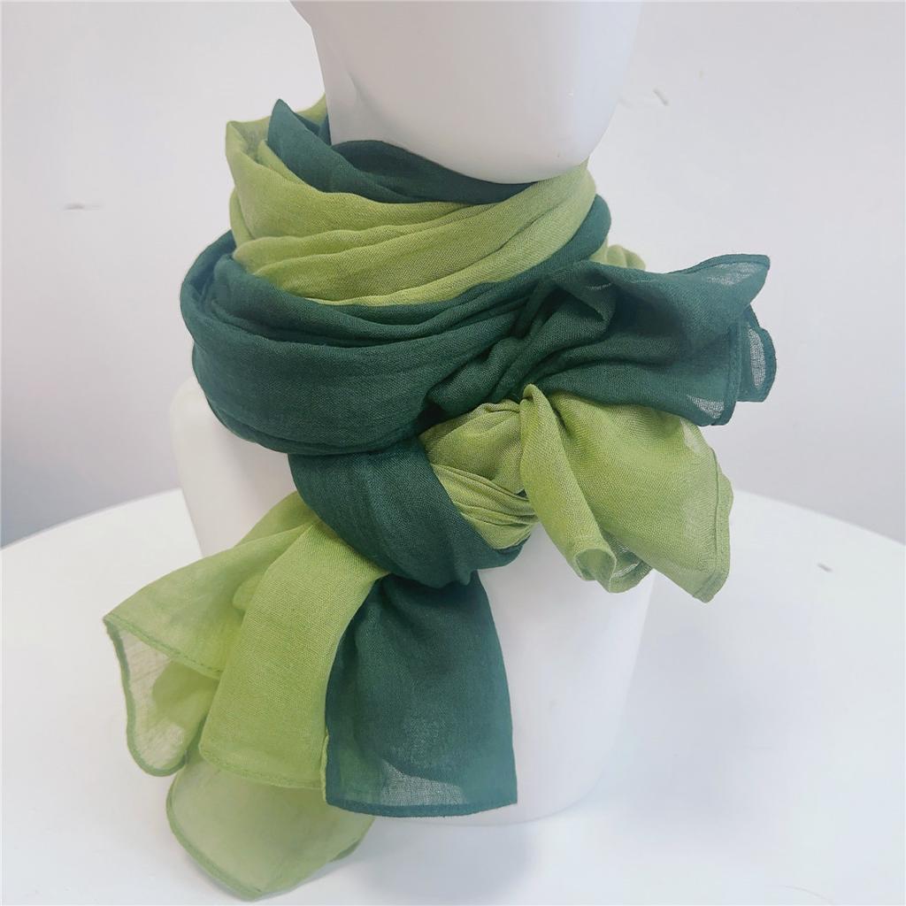 Two-Color Spliced Cotton And Linen Scarf, Very Soft To The Touch, With A Sense Of Drooping, Support