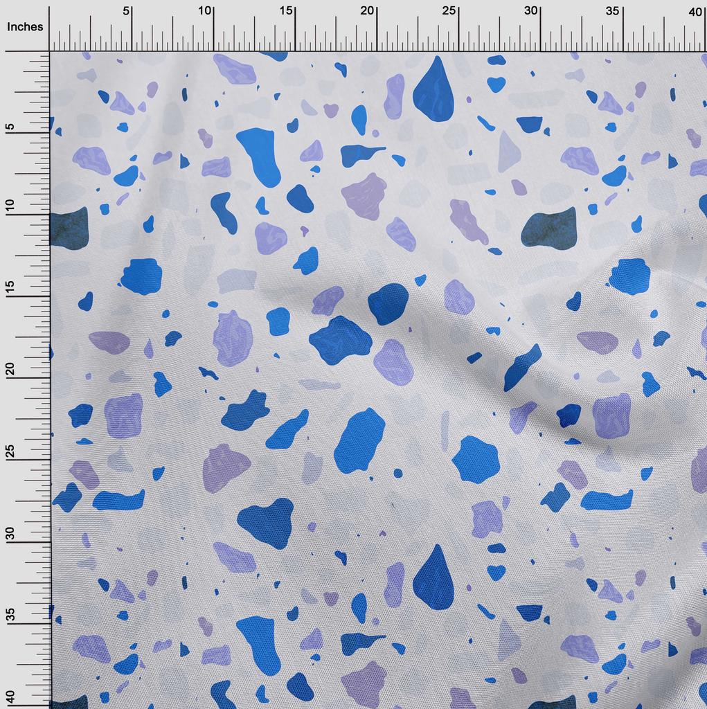 oneOone Cotton Flex Medium Blue Fabric Marble Chips Sewing Fabric By The Yard Printed Diy Clothing Sewing Supplies 40 Inch
