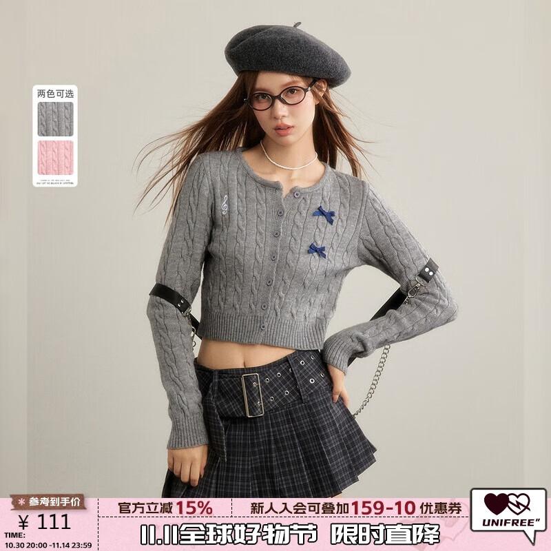 

unifree Женский укороченный вязаный кардиган с бантом S
