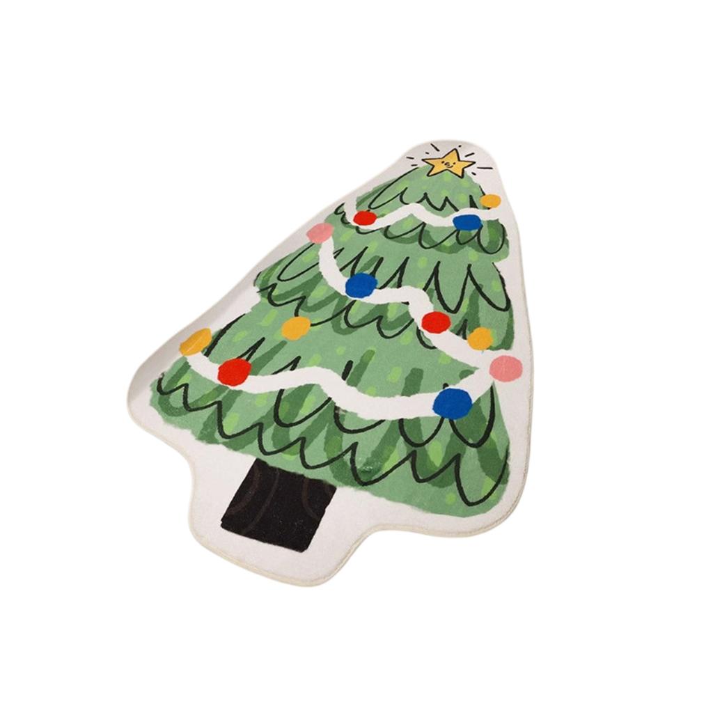 Christmas Tree Bathroom Rug Tree Decor Area Rug Bath Mat Tree Shaped Mat Non- Soft Bath Rug Machine Washable Rug For Christmas Bathroom Front Door
