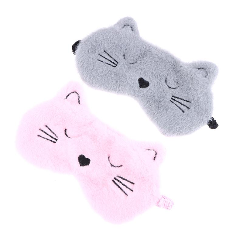 Urocza kreskówkowa maska do spania kota na oczy opaska na oczy pluszowa opaska na oczy do spania dla dziewczyny kobiety drzemka noc zwierzę opaska na oczy