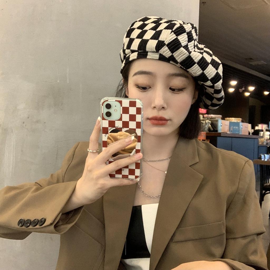 Hat Female 2022 Fashion Thin Metal Star Black Beret Breathable Painter Hat Temperament Fashion Octagonal Hat