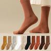 Women Mid-calf Socks High Elastic Breathable Socks Sweat-absorbent Stockings Soft Solid Color Bootie Socks Thick Warm Socks for Fall Winter